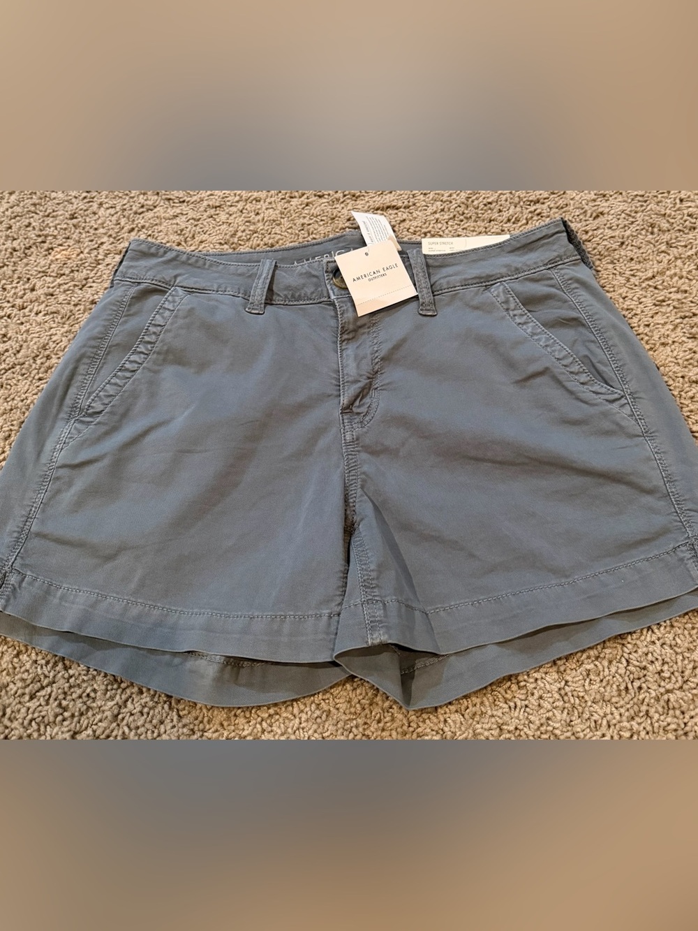American Eagle Outfitters Slate Blue Super Stretch Midi Shorts